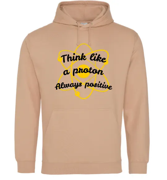 Чоловіча толстовка (худі) Think like a proton Пісочний фото
