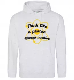 Женская толстовка (худи) Think like a proton Серый меланж фото