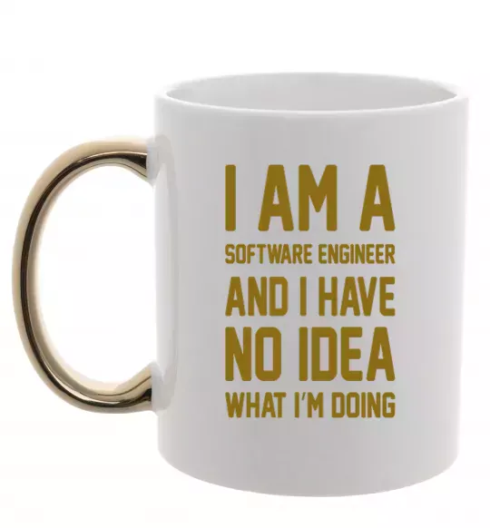 Чашка з кольоровою ручкою I'm a software engineer Золото фото