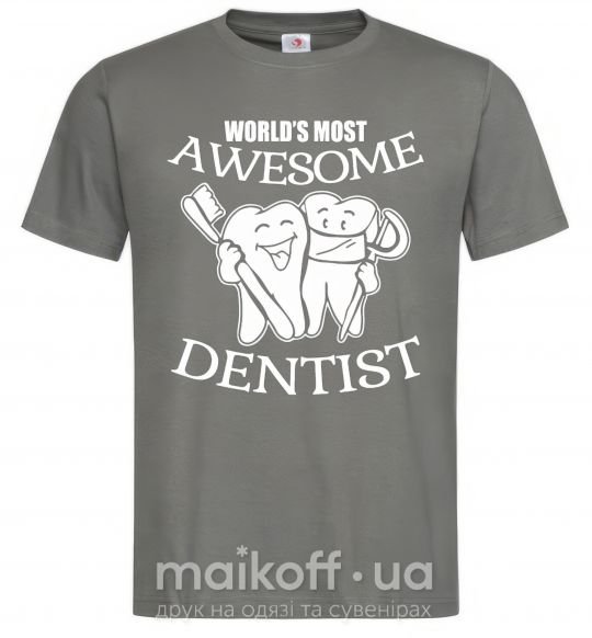 Чоловіча футболка World's most awesome dentist Графіт фото