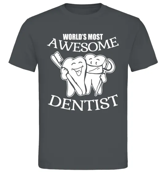 Мужская футболка World's most awesome dentist Графит фото