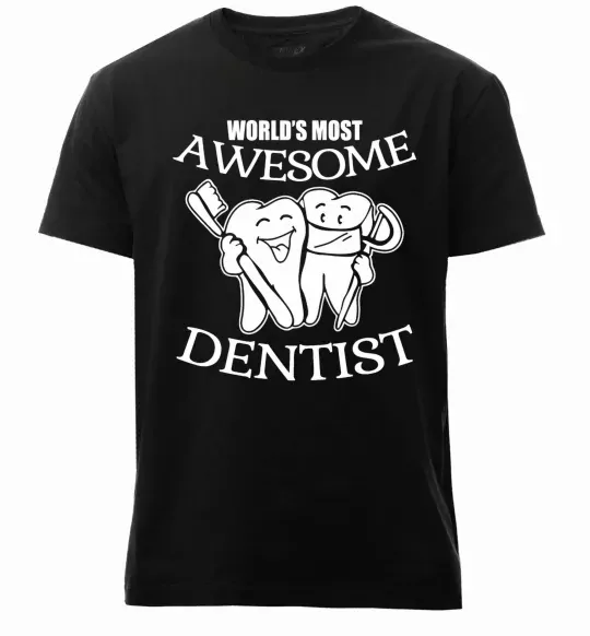 Мужская премиум футболка World's most awesome dentist Черный фото