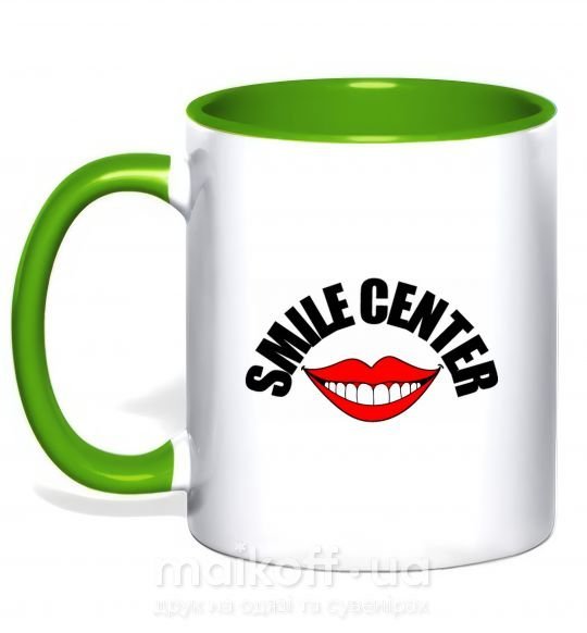 Чашка з кольоровою ручкою Smile center Зелений фото
