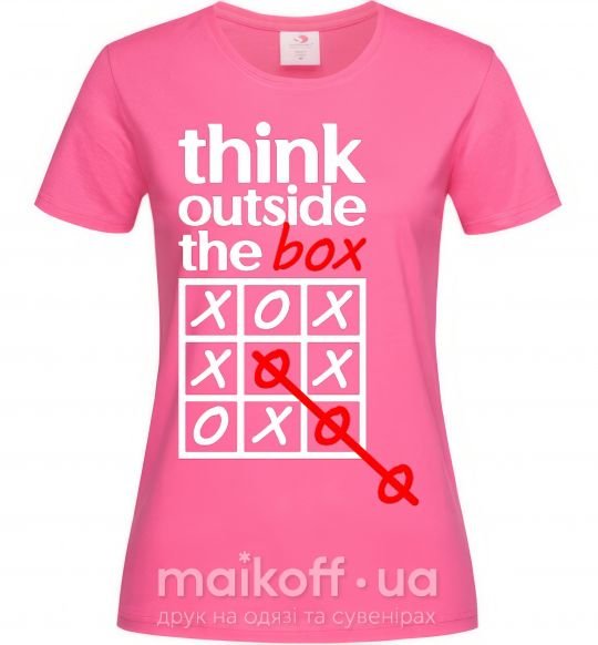 Жіноча футболка Think outside the box Яскраво-рожевий фото