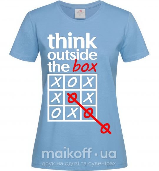 Жіноча футболка Think outside the box Блакитний фото