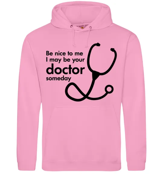 Мужская толстовка (худи) Be nice to me i may be your doctor Розовый фото