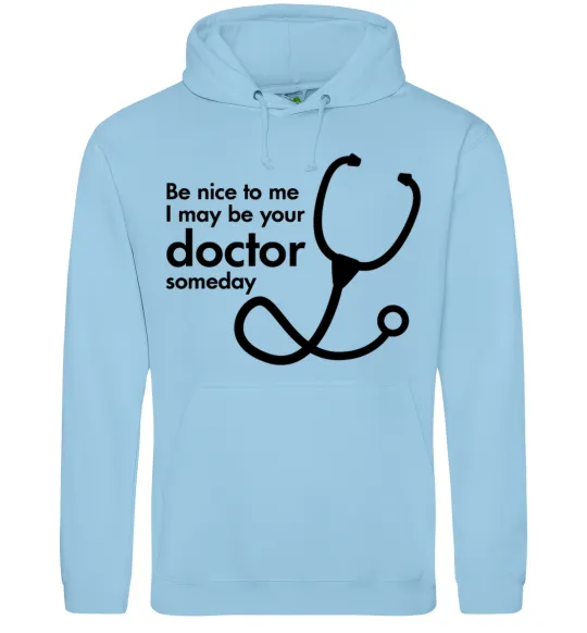 Жіноча толстовка (худі) Be nice to me i may be your doctor Блакитний фото