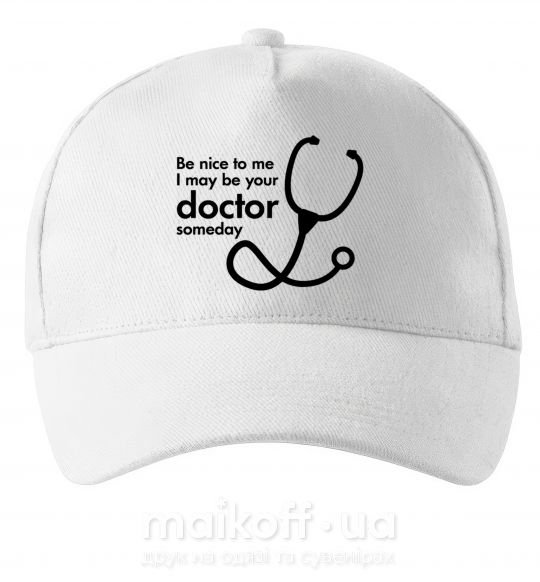 Кепка Be nice to me i may be your doctor Белый фото