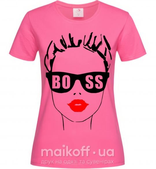 Жіноча футболка Lady boss Яскраво-рожевий фото