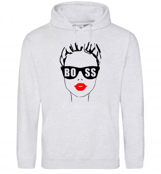 Женская толстовка (худи) Lady boss Серый меланж фото