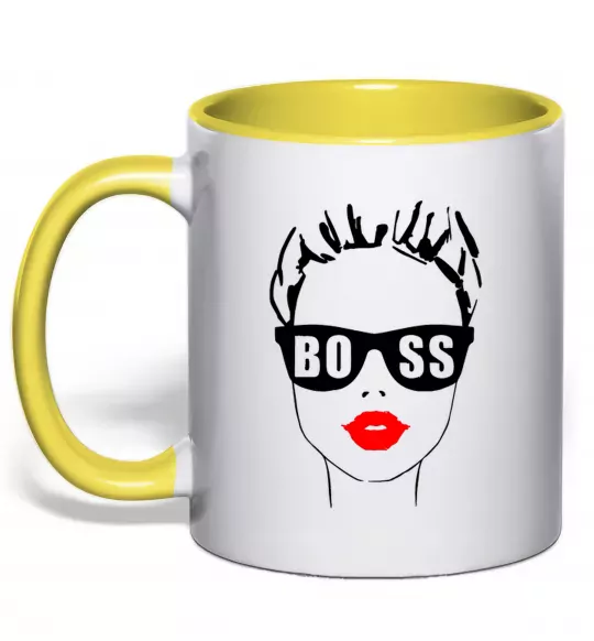 Чашка с цветной ручкой Lady boss Солнечно желтый фото
