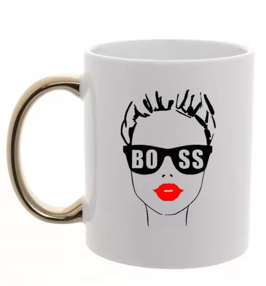 Чашка с цветной ручкой Lady boss Золото фото