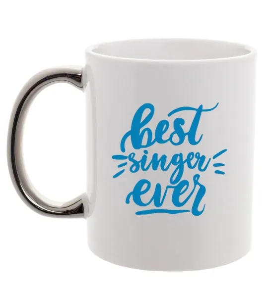 Чашка с цветной ручкой Best singer ever Серебро фото