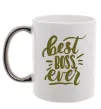 Чашка з кольоровою ручкою Best boss ever Срібло Чашка з кольоровою ручкою Best boss ever Срібло фото