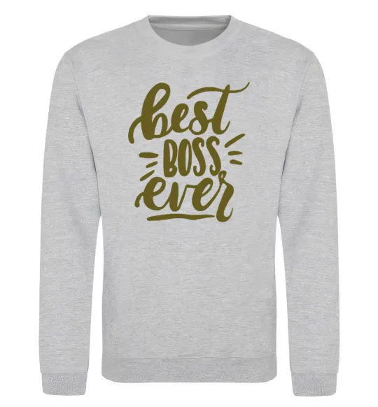 Світшот Best boss ever Сірий меланж фото