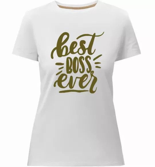 Жіноча преміум футболка Best boss ever Білий фото