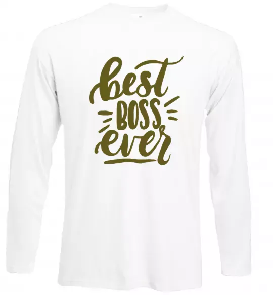Лонгслив Best boss ever Белый фото