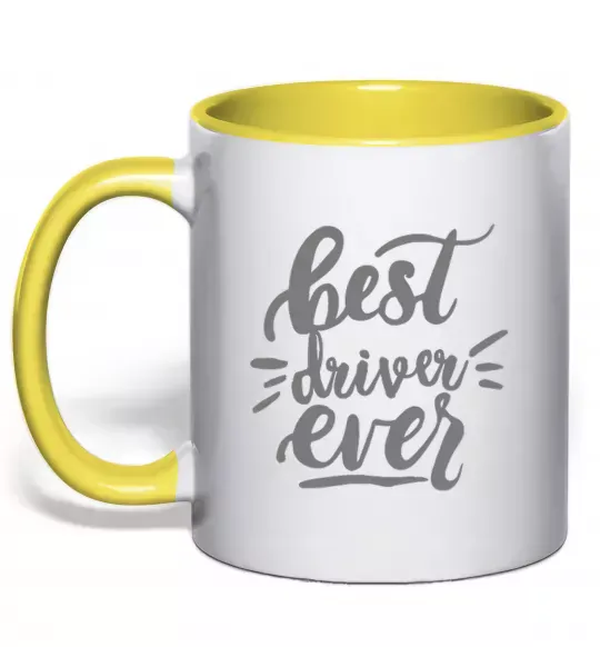 Чашка с цветной ручкой Best driver ever Солнечно желтый фото