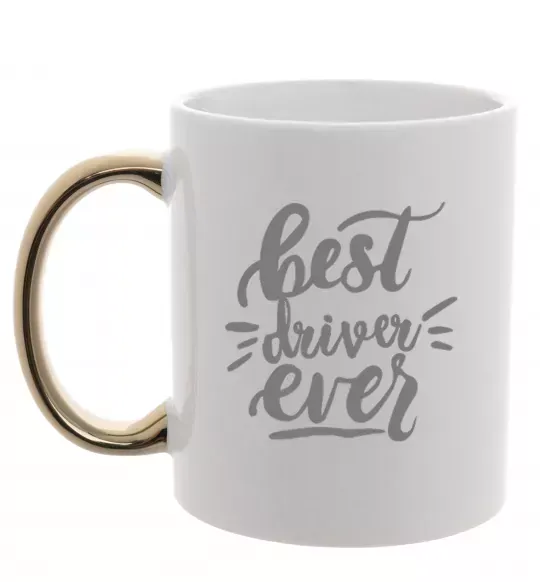 Чашка с цветной ручкой Best driver ever Золото фото