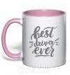 Чашка з кольоровою ручкою Best driver ever Ніжно рожевий фото