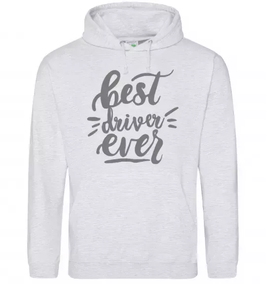 Мужская толстовка (худи) Best driver ever Серый меланж фото