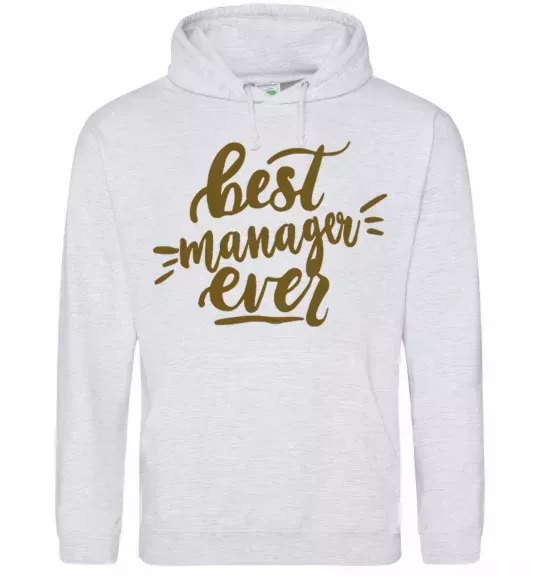 Чоловіча толстовка (худі) Best manager ever Сірий меланж фото