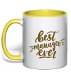 Чашка с цветной ручкой Best manager ever Солнечно желтый фото