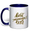 Чашка с цветной ручкой Best manager ever Глубокий темно-синий фото
