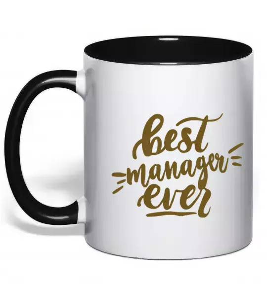 Чашка с цветной ручкой Best manager ever Черный фото