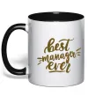 Чашка с цветной ручкой Best manager ever Черный фото