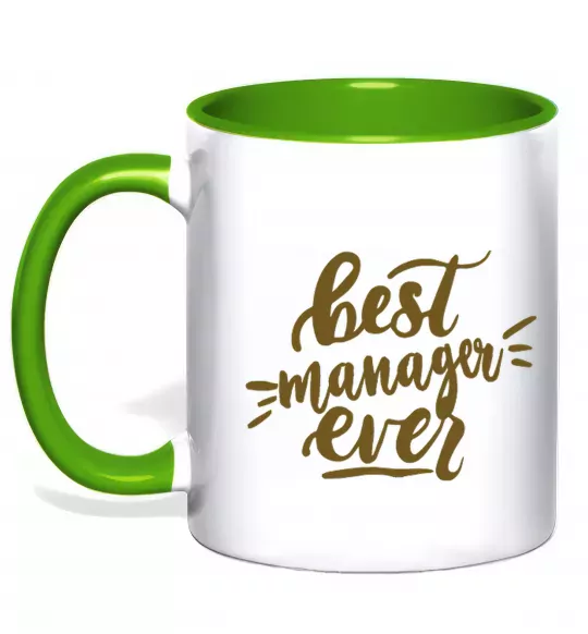 Чашка с цветной ручкой Best manager ever Зеленый фото