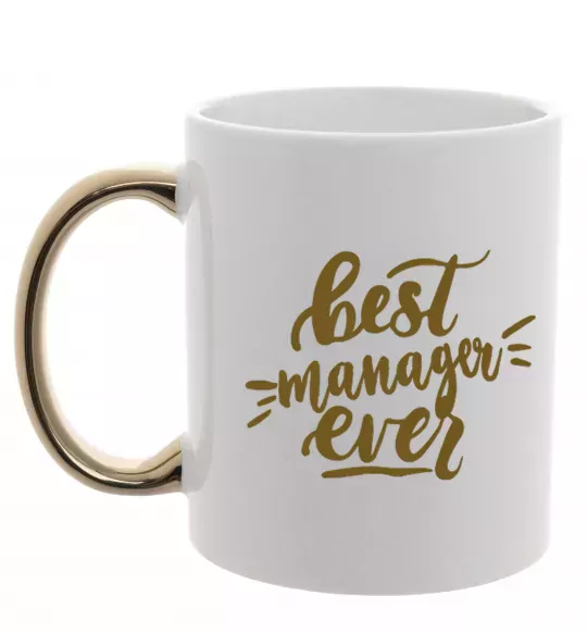 Чашка с цветной ручкой Best manager ever Золото фото