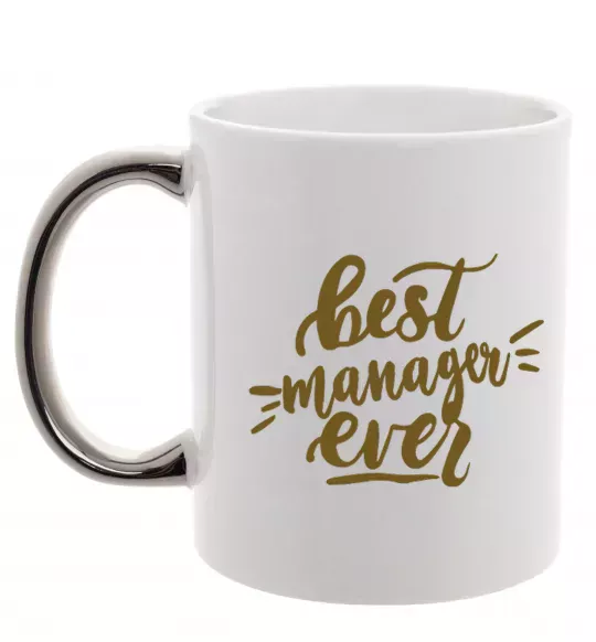 Чашка с цветной ручкой Best manager ever Серебро фото