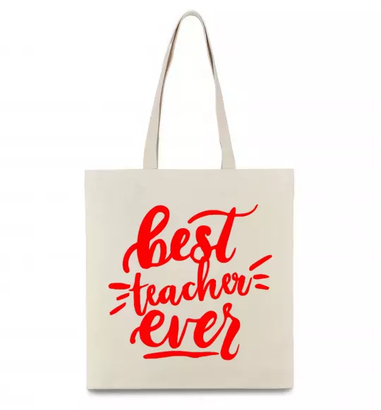 Эко-сумка Best teacher ever text Бежевый фото