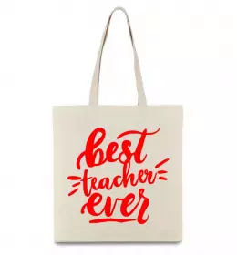 Эко-сумка Best teacher ever text Бежевый фото