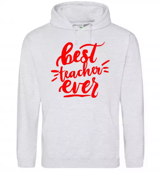 Женская толстовка (худи) Best teacher ever text Серый меланж фото