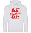 Женская толстовка (худи) Best teacher ever text Серый меланж фото
