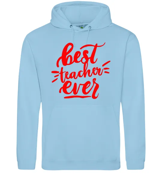 Женская толстовка (худи) Best teacher ever text Голубой фото