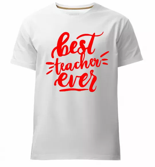 Чоловіча преміум футболка Best teacher ever text Білий фото