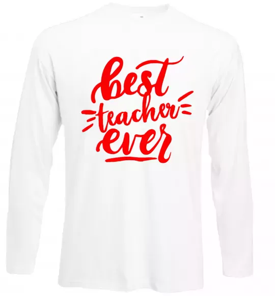 Лонгслив Best teacher ever text Белый фото