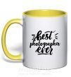 Чашка з кольоровою ручкою Best photographer ever Сонячно жовтий фото