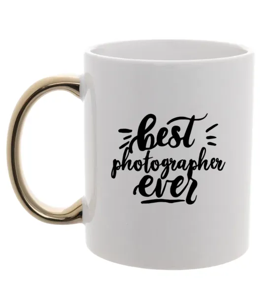 Чашка з кольоровою ручкою Best photographer ever Золото фото