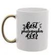 Чашка з кольоровою ручкою Best photographer ever Золото фото