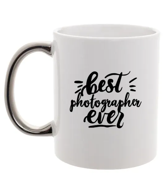 Чашка з кольоровою ручкою Best photographer ever Срібло фото