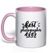 Чашка з кольоровою ручкою Best photographer ever Ніжно рожевий фото