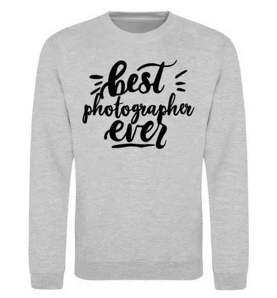 Свитшот Best photographer ever Серый меланж фото