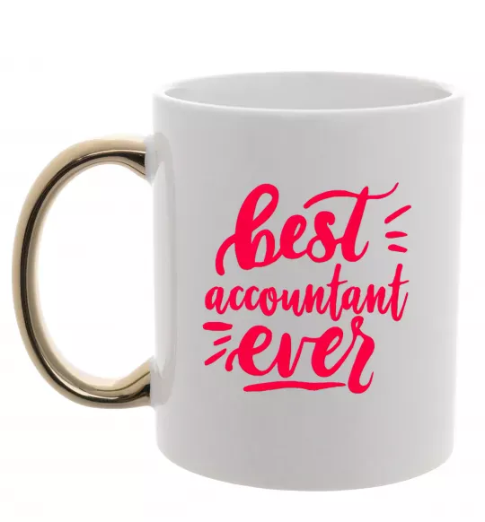Чашка с цветной ручкой Best accountent ever Золото фото