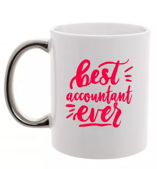 Чашка с цветной ручкой Best accountent ever Серебро фото