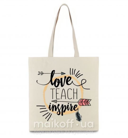 Еко-сумка Love teach inspire Бежевий фото