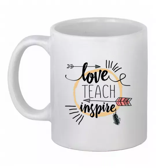 Чашка керамическая Love teach inspire Белый фото